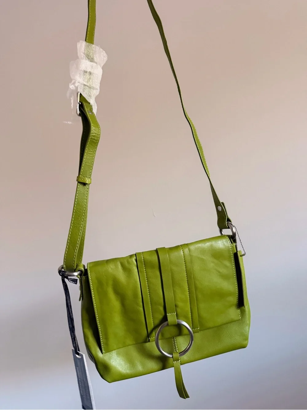 NWT Nino Bossi Green Leather Crossbody Bag